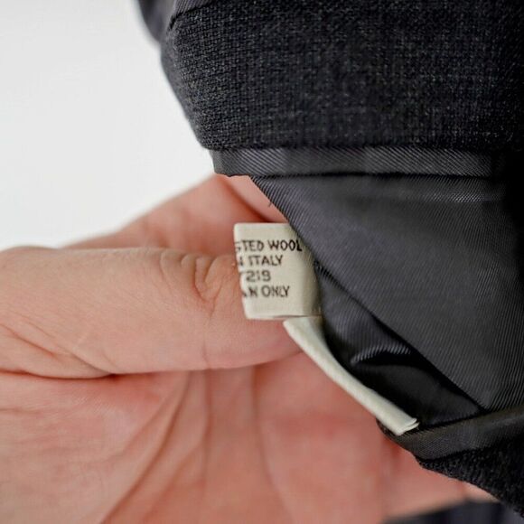 Pronto Uomo Lessona Natural Stretch Super 100s Worsted Wool Gray 42R Basketweave - Picture 11 of 14